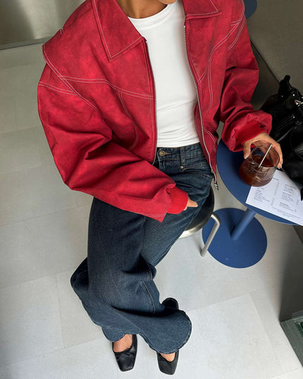 Vista Bomber Jacket Crimson