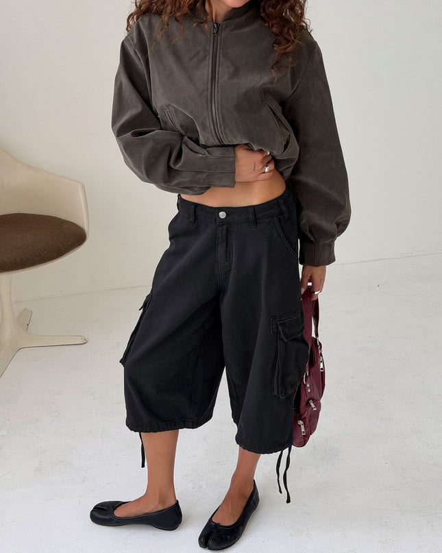Hudsen Longline Cargo Shorts Washed Black