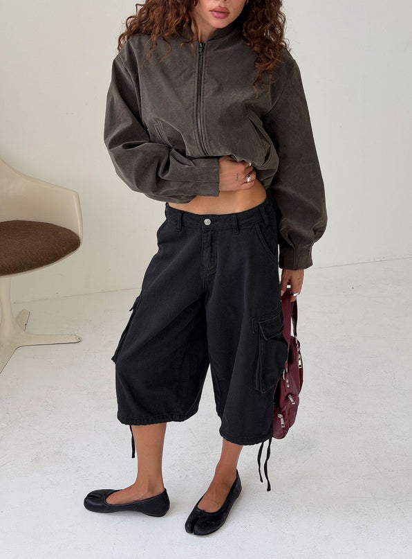 Hudsen Longline Cargo Shorts Washed Black