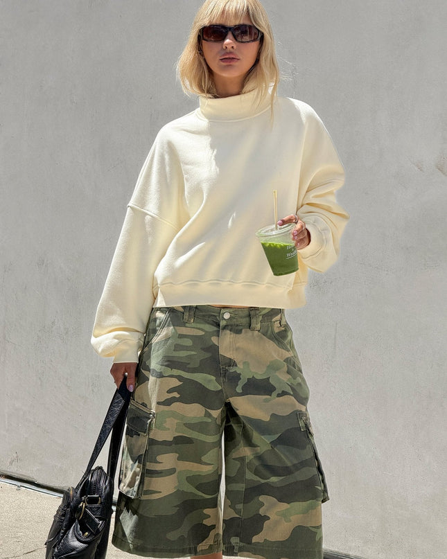 Anyya Funnel Neck Crew Jumper Cream
