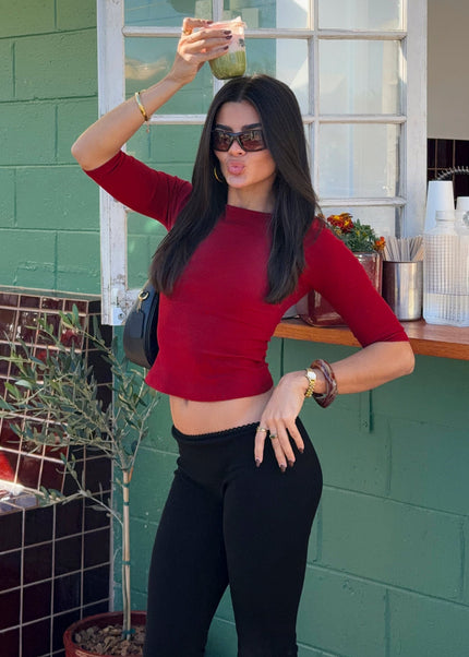Elaia 3/4 Sleeve Top Red