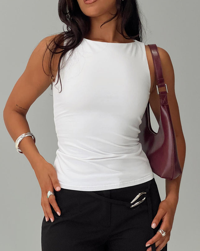 Lose Your Number High Neck Top White