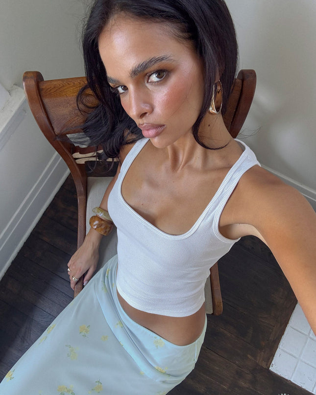 Baseline Square Neck Rib Tank Top White