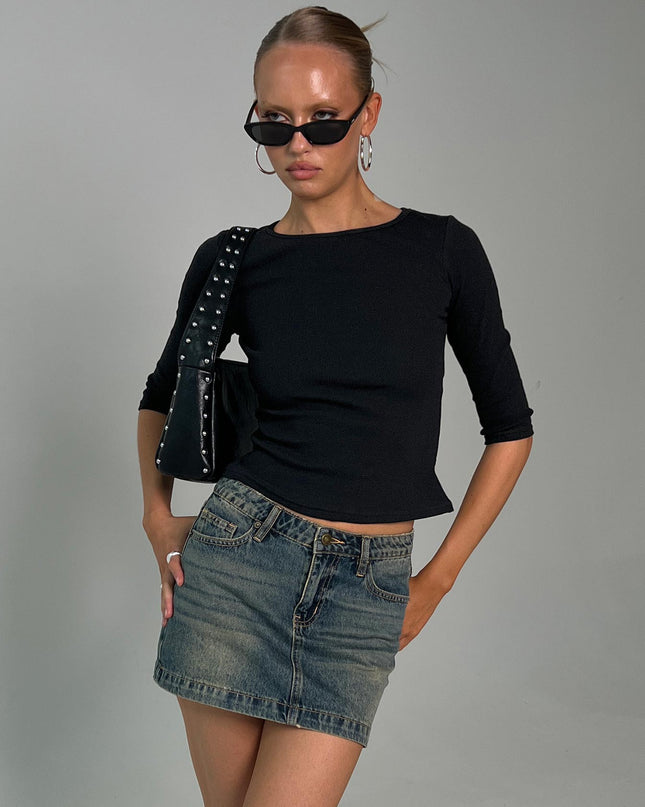 Elaia 3/4 Sleeve Top Black
