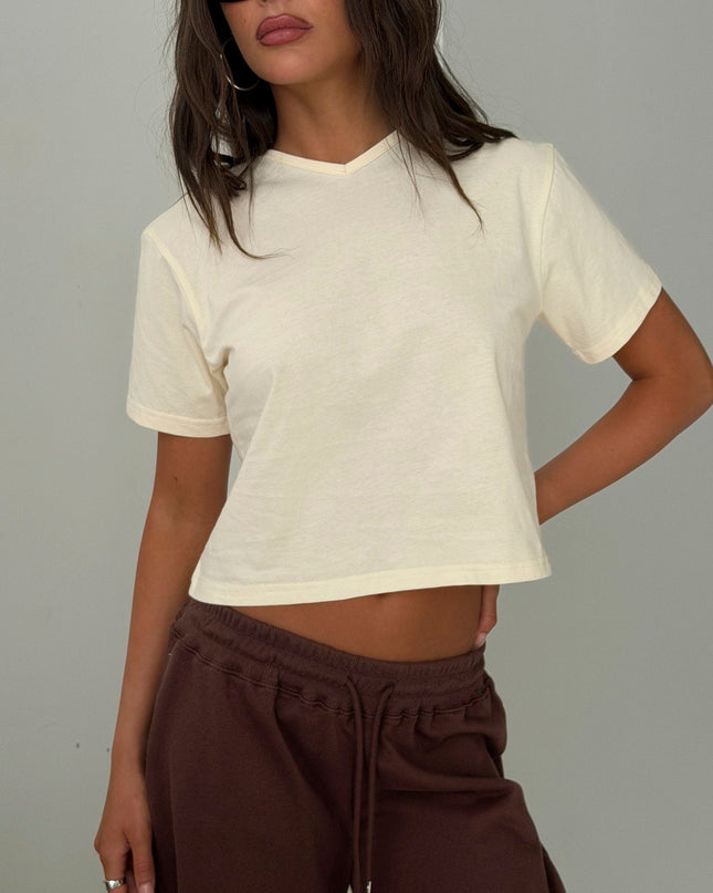 Dealia High V Boxy Tee Yellow
