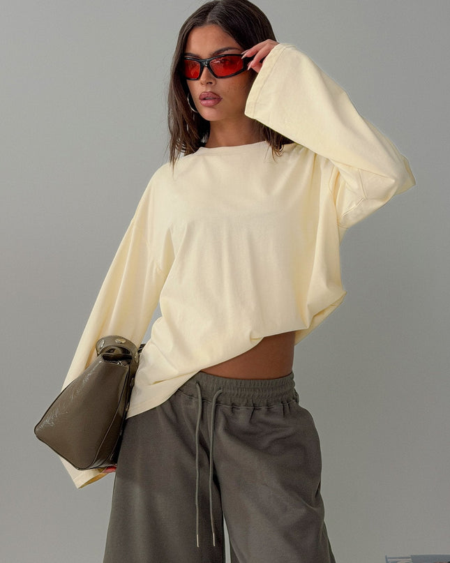 Settle Down Long Sleeve Top Butter Yellow