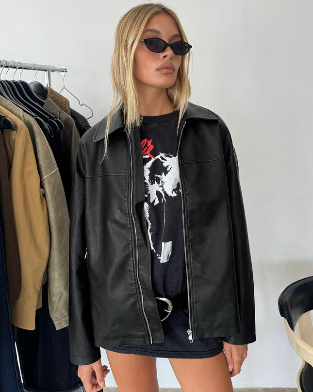 Napoleon Faux Leather Jacket Black