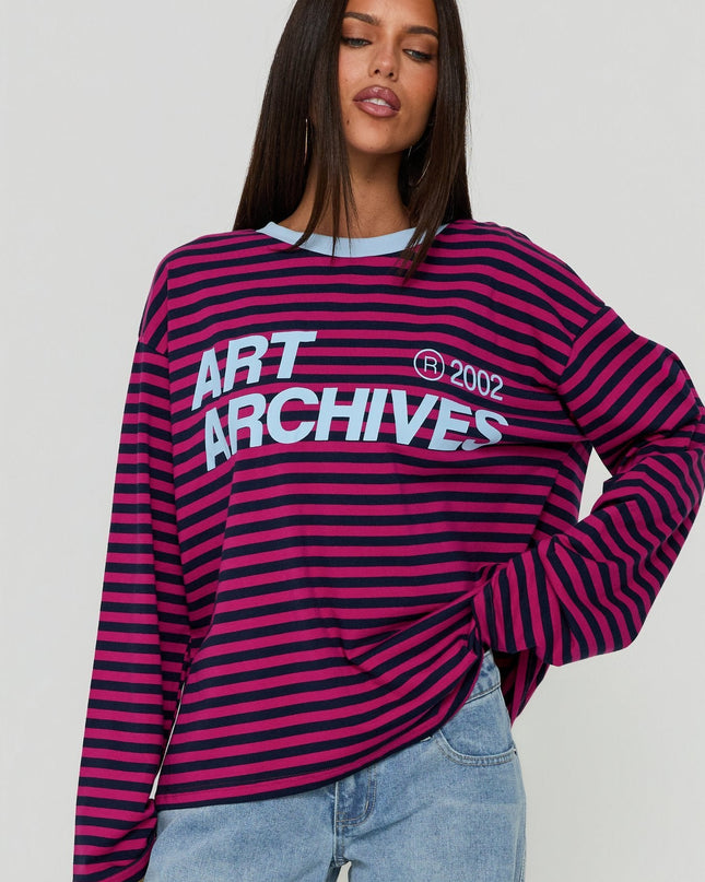 Art Archives Long Sleeve Graphic Top Multi Stripe