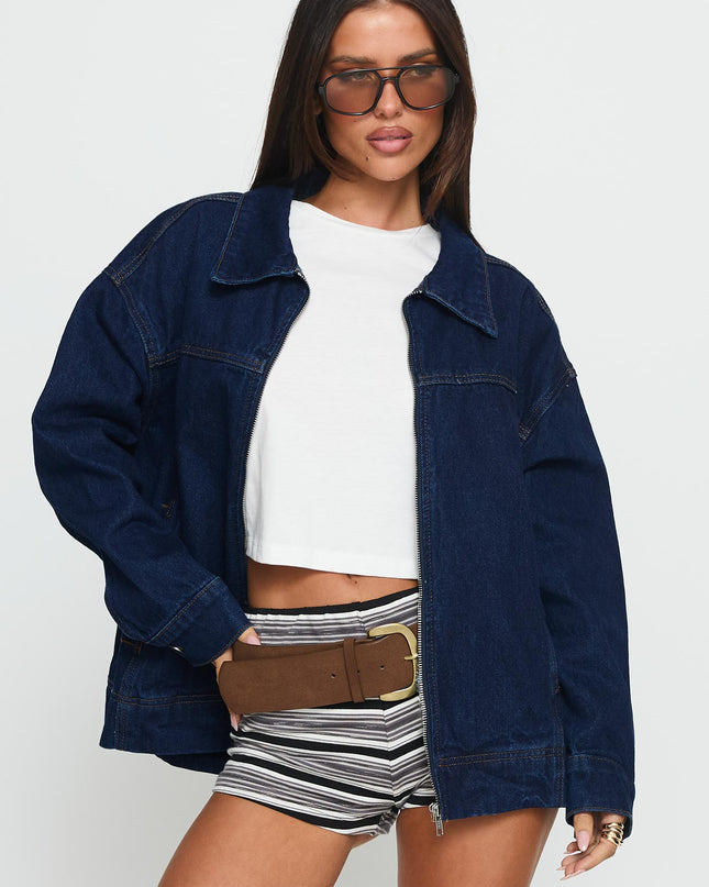 Goldsmith Denim Bomber Jacket Dark Wash