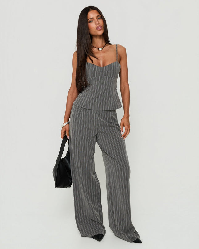 Kierstyn Corset Set Grey Stripe
