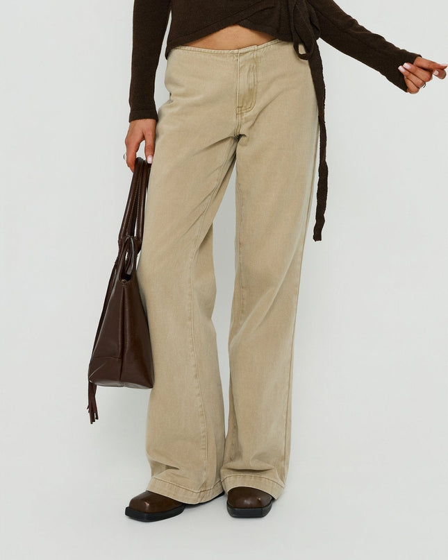 Buenos No Waist Low Rise Straight Leg Jeans Washed Khaki