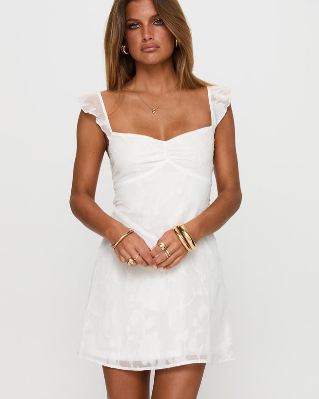 Past And Present Burnout Tie Back Mini Dress White