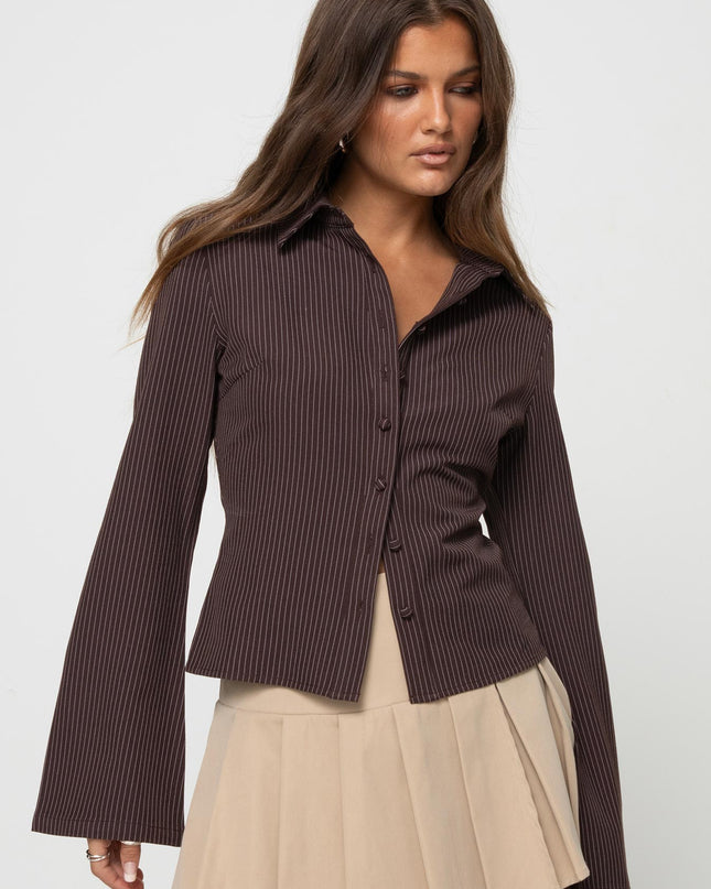 Anni Pinstripe Shirt Brown