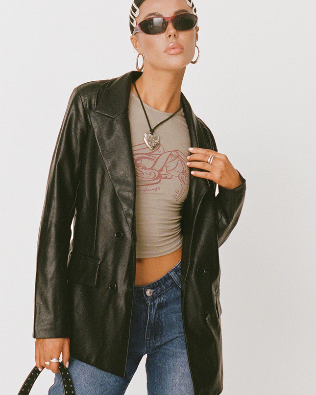 Ellen Faux Leather Blazer