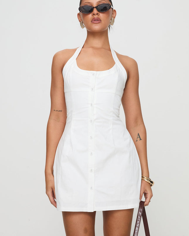 Mallorie Halter Mini Dress White