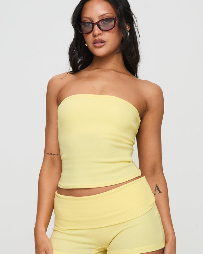 Baseline Strapless Rib Top Yellow