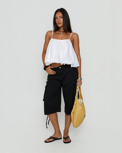 Hudsen Longline Cargo Shorts Washed Black
