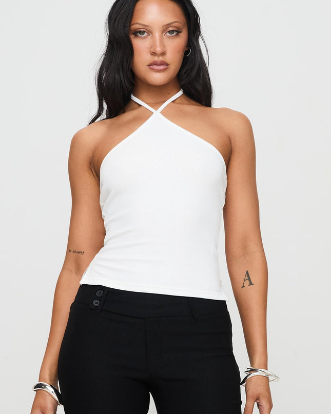 Baseline Halter Rib Top White
