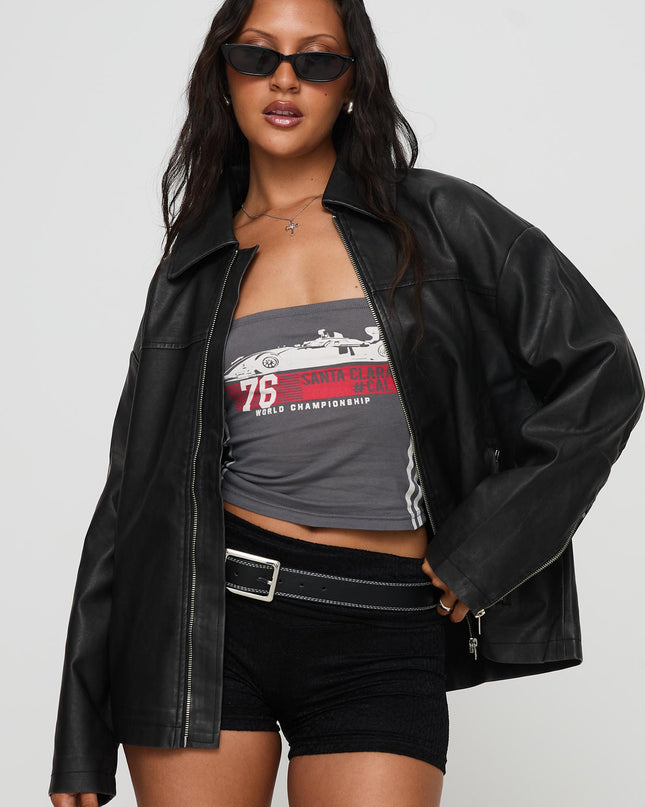 Napoleon Faux Leather Jacket Black