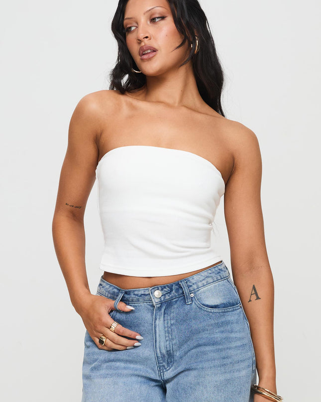 Baseline Strapless Rib Top White