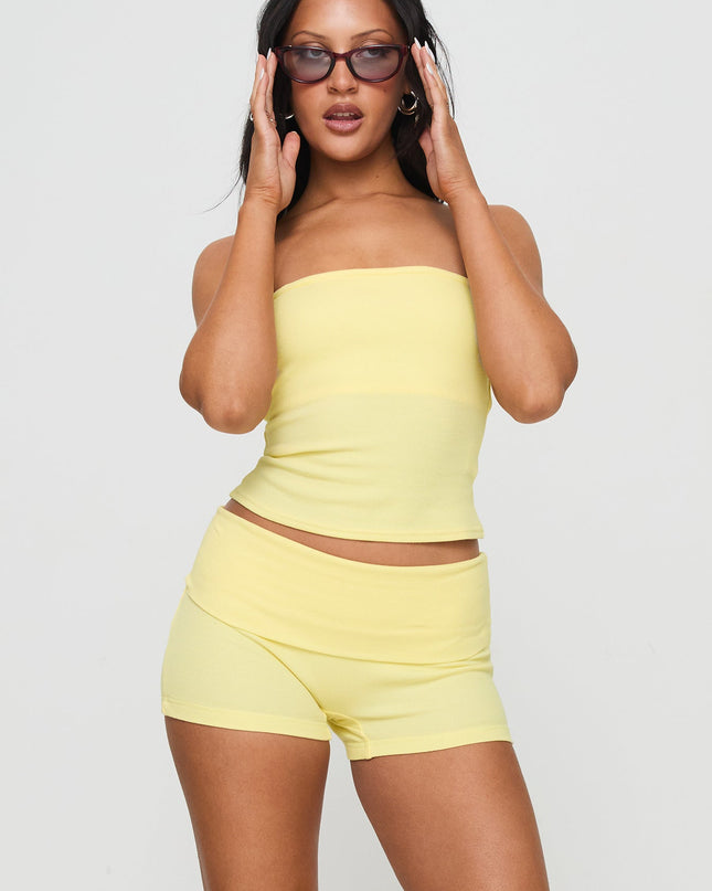 Baseline Low Rise Rib Shorts Yellow