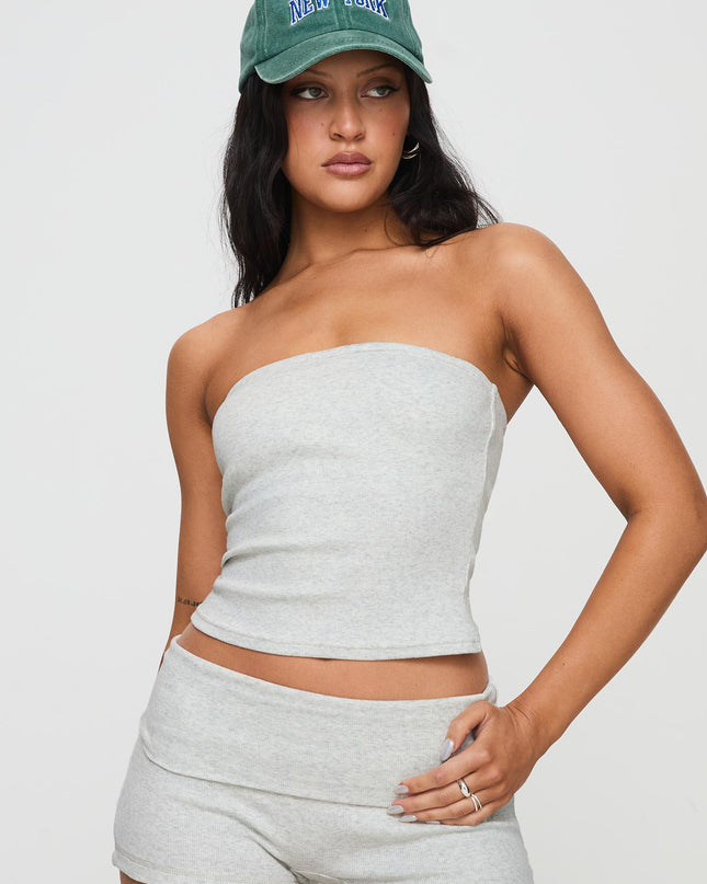 Baseline Strapless Rib Top Grey