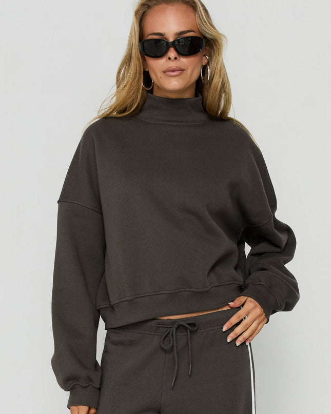Anyya Funnel Neck Crew Jumper Iron Grey