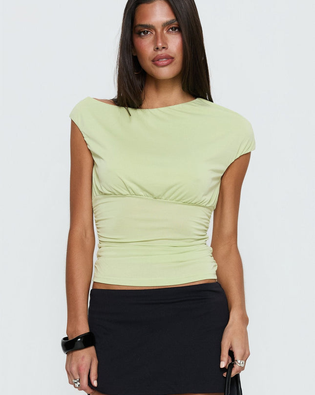 Emelyne Cinched Waist Top Pistachio