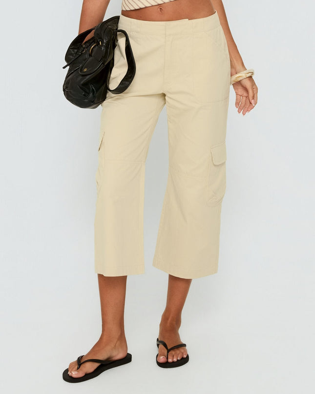Indee Cropped Cargo Pants Beige Petite