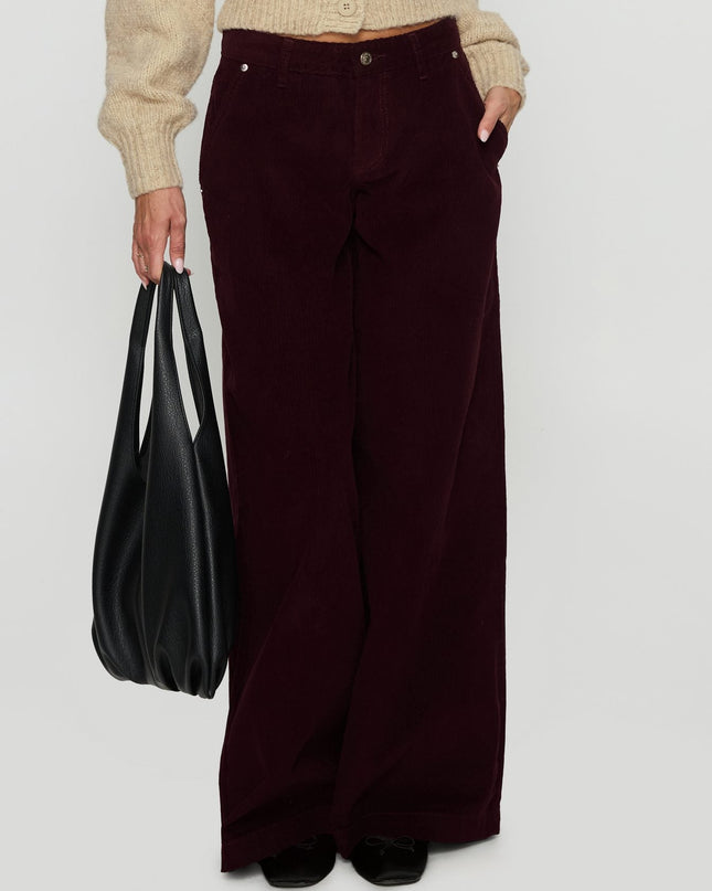 Jacynda Low Waist Wide Leg Corduroy Jeans Currant