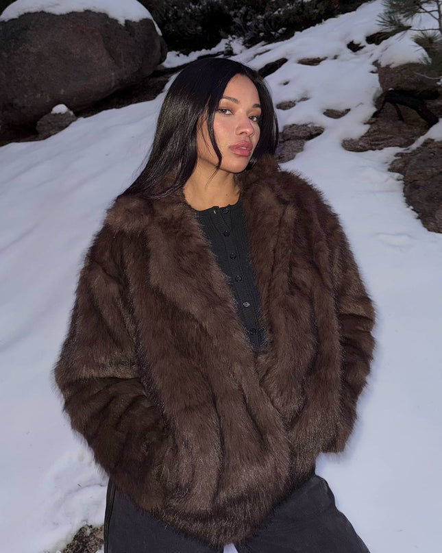 Super Trouper Faux Fur Jacket Brown