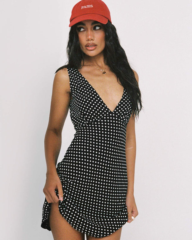Nellie Mini Dress Black Polka Dot