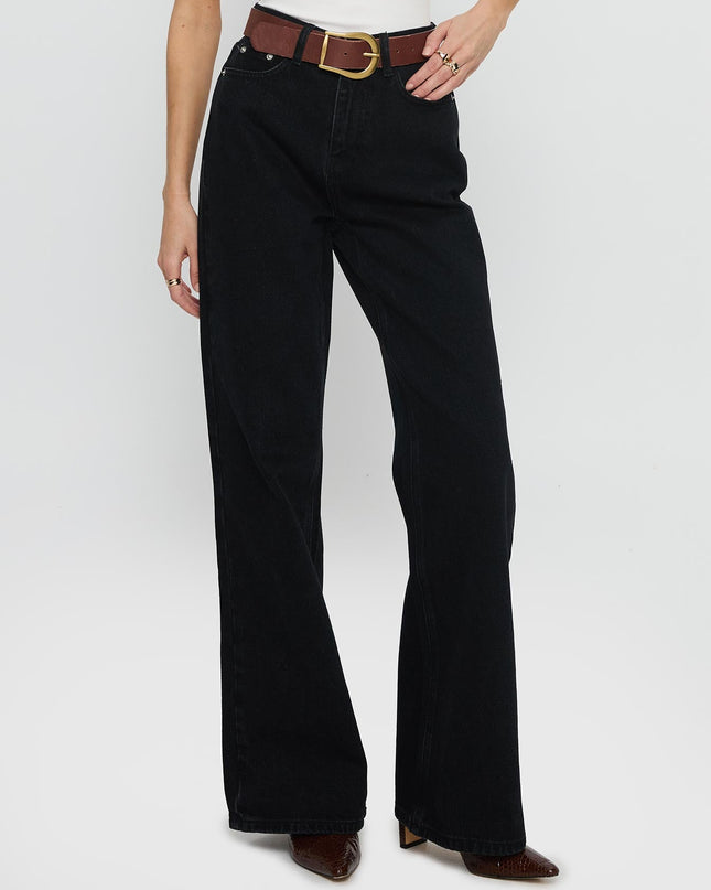 Maple Mid Rise Flare Washed Black