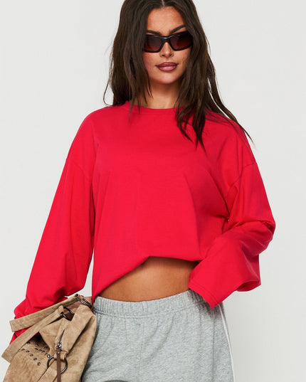 Settle Down Long Sleeve Top Red