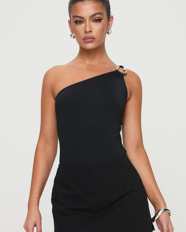 Talija One Shoulder Bodysuit Black