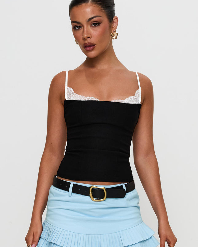 Renaissance Corset Lace Top Black / White