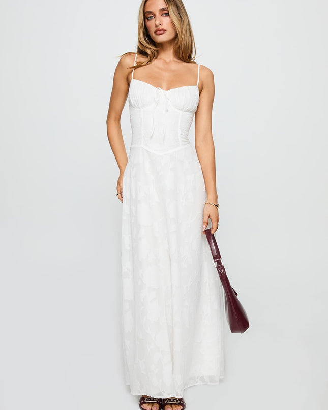 Members Only Maxi Dress White Burnout