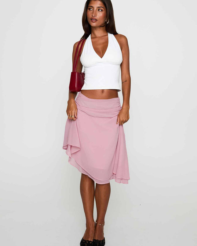 Evanescence Asymmetrical Midi Skirt Pastel Pink
