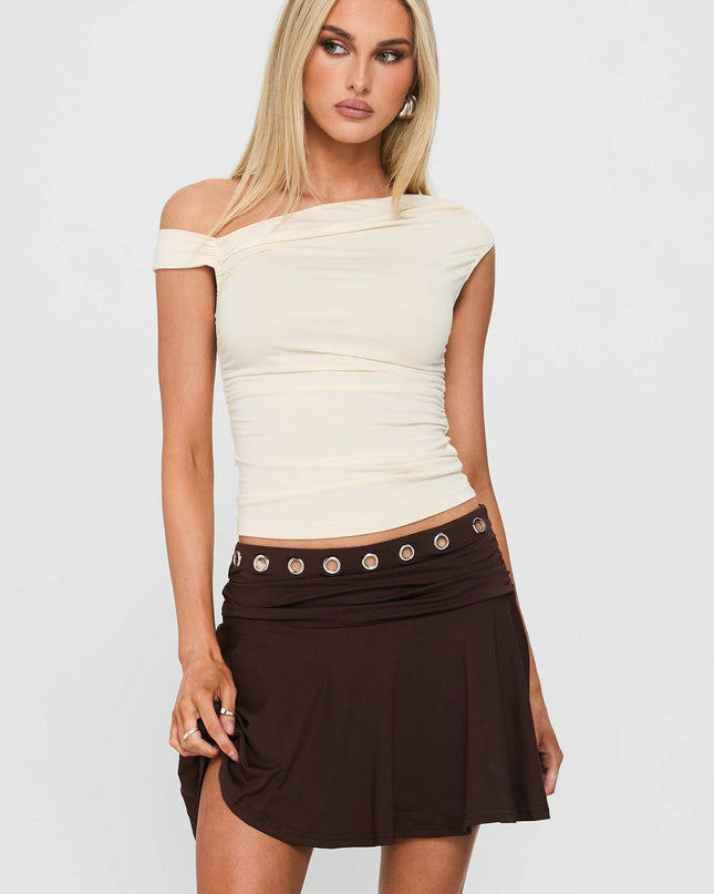 Amryn Eyelet Mini Skirt Brown