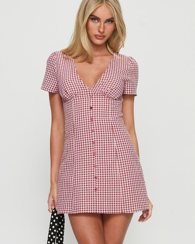 Loveliness Playsuit Red Check