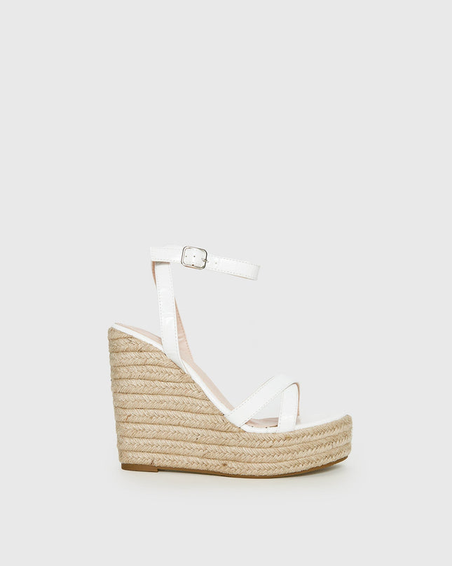 Jesper Espadrille Wedged Heels White Croc