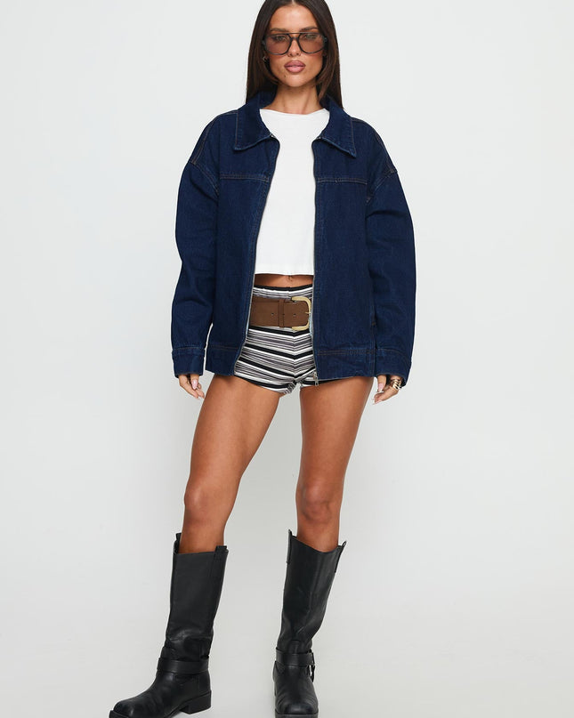 Goldsmith Denim Bomber Jacket Dark Wash