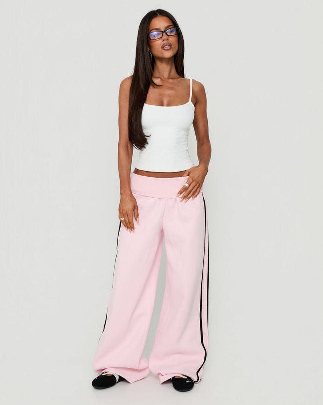 Lockie Foldover Baggy Track Pants Pink / Black