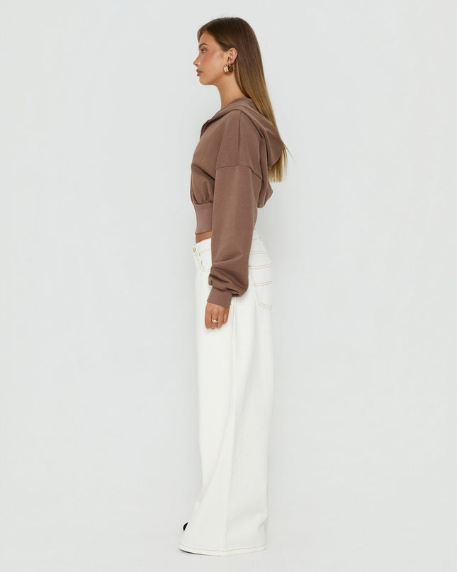 Naylor Mid Rise Wide Leg Jeans Cream