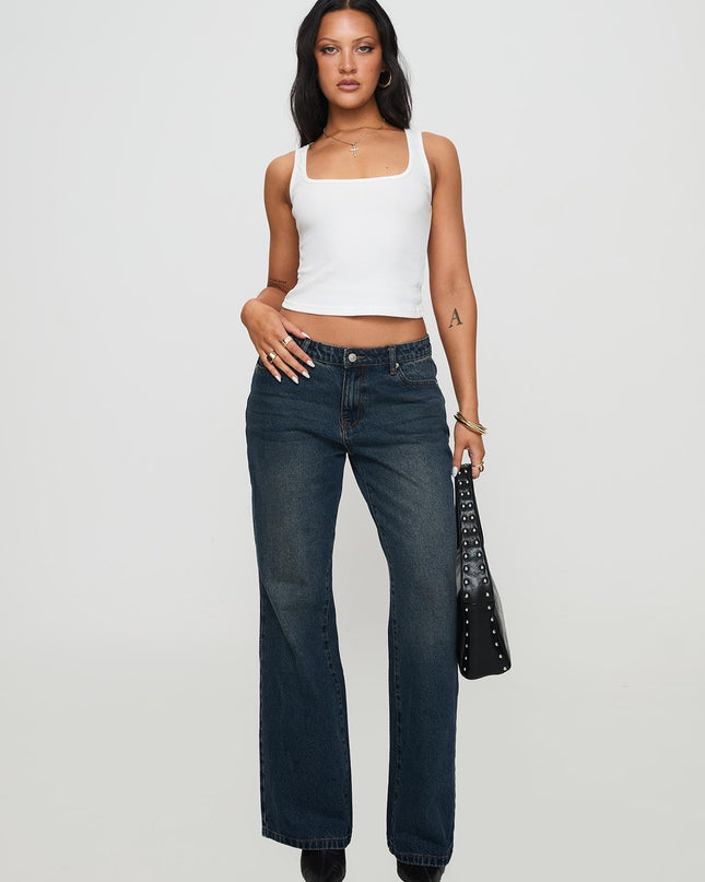 Baseline Square Neck Rib Tank Top White