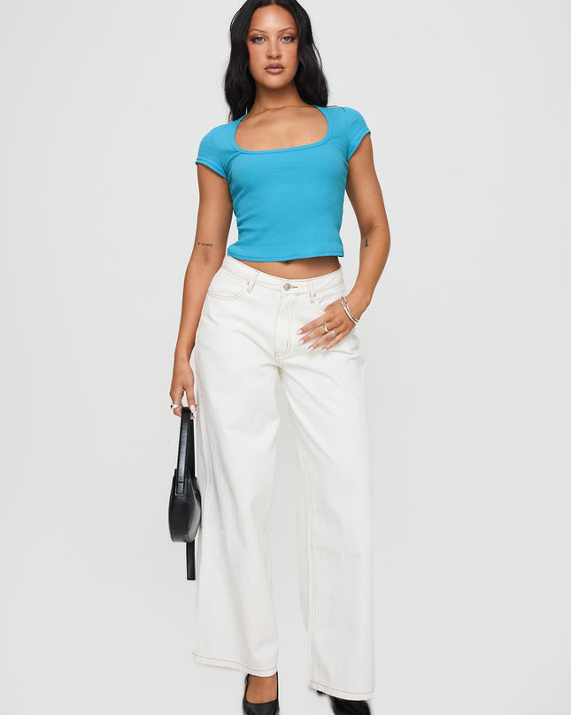 Baseline Square Neck Rib Top Blue