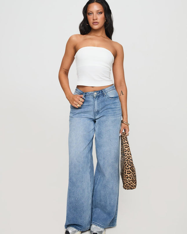 Baseline Strapless Rib Top White