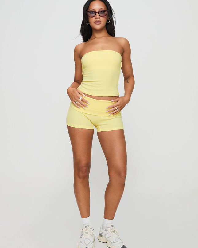 Baseline Low Rise Rib Shorts Yellow