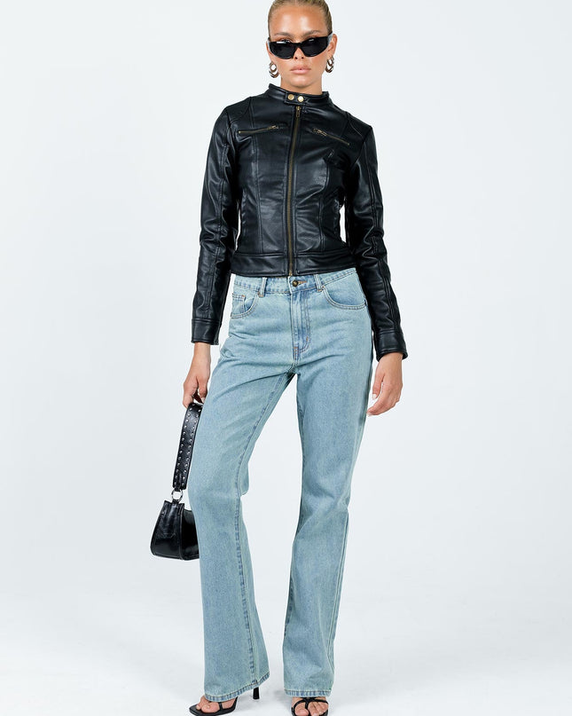 Pottsville Faux Leather Moto Jacket Black