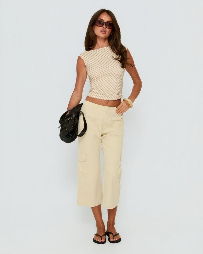 Indee Cropped Cargo Pants Beige Petite